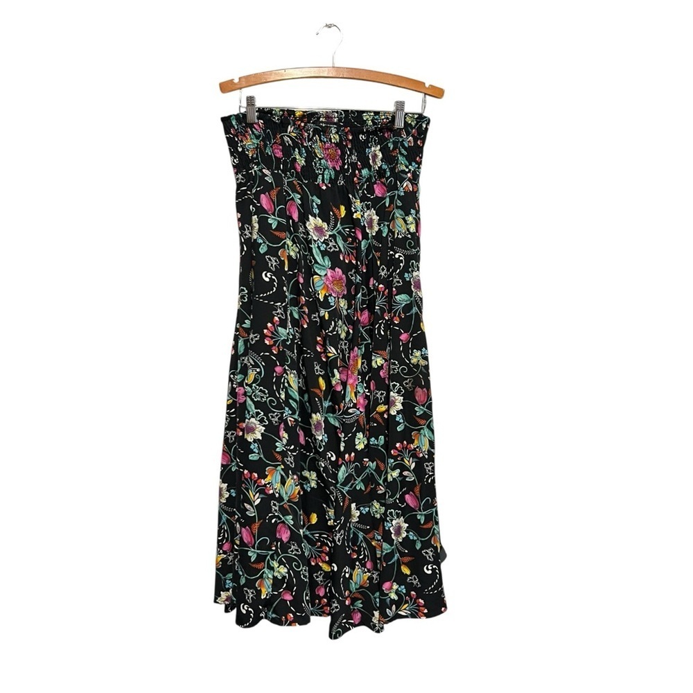 Mix Nouveau NY Women's Maxi Dress Size Small Black Floral Modest Elastic Waist